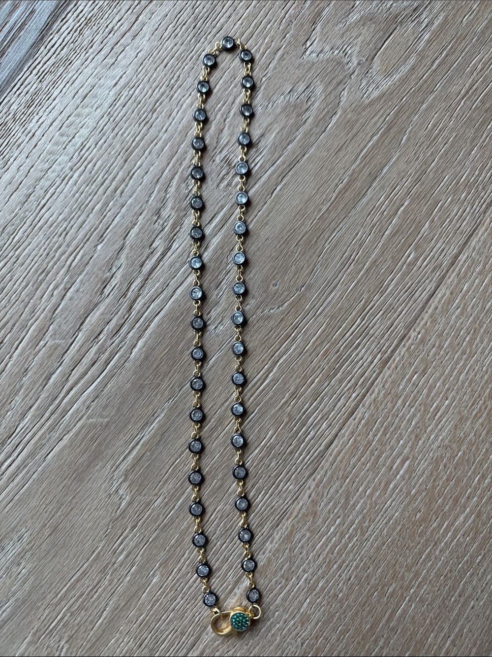 Frida ROTHMAN Two-Tone Crystal Station Necklace with Green Accent